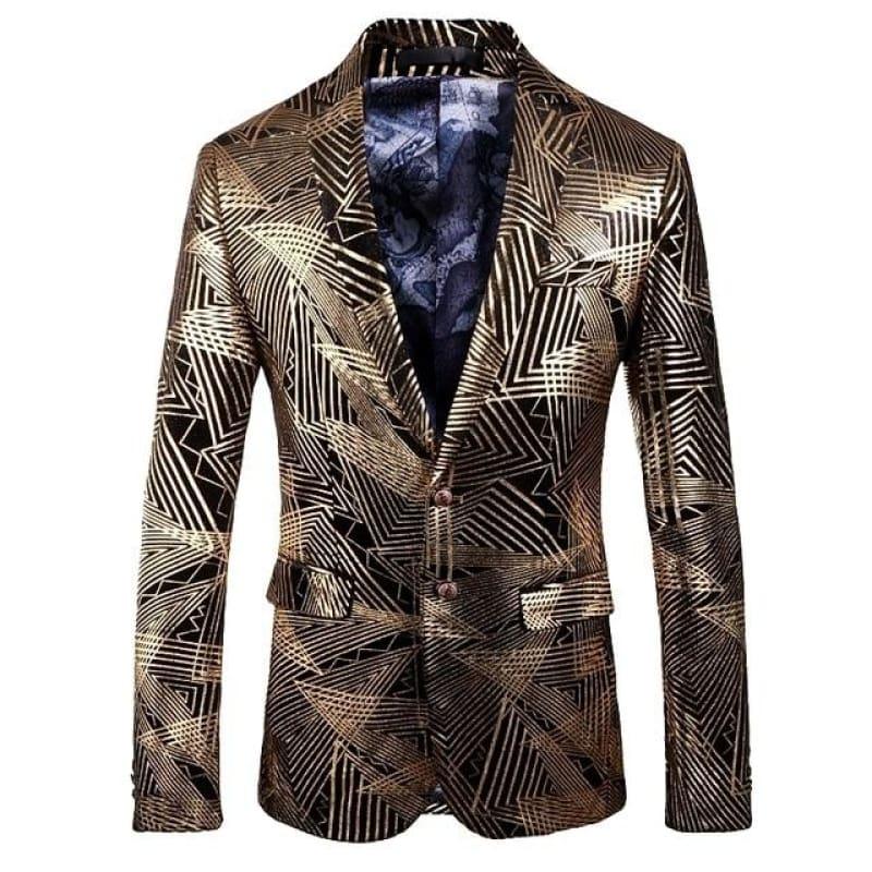 Luxury Gold Stripes Print Blazer Men Blazer - As picture / M - mens blazer