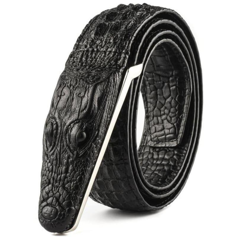 Luxury Leather Designer High Quality Crocodile Men Belt - Black / 105cm - belts