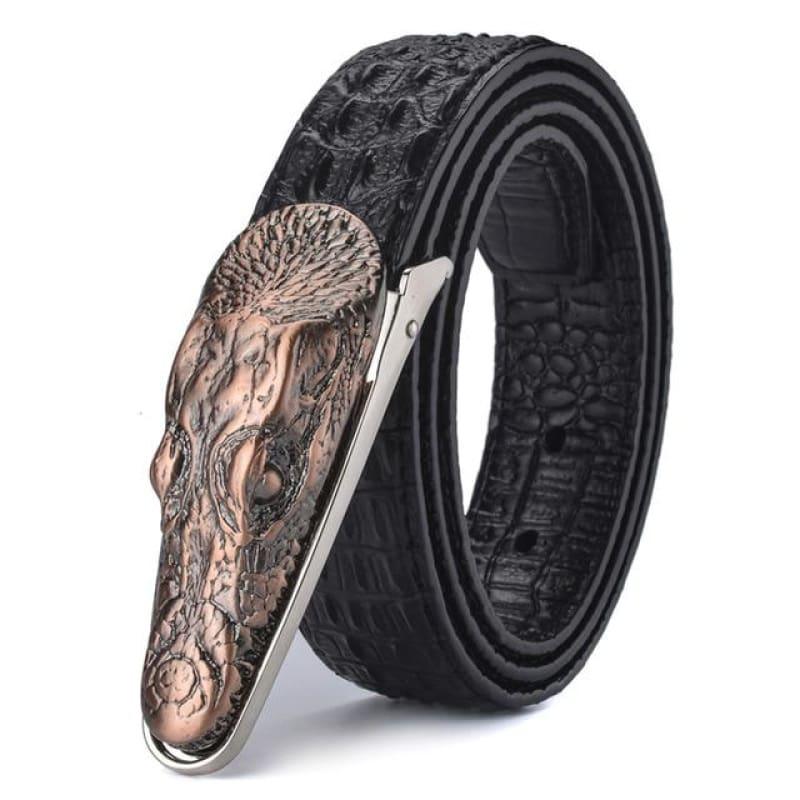 Luxury Leather Designer High Quality Crocodile Men Belt - Bronze 2 / 105cm - belts
