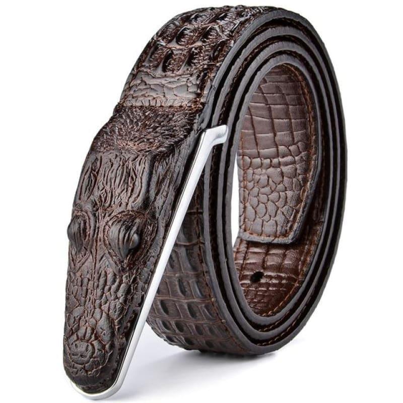 Luxury Leather Designer High Quality Crocodile Men Belt - Coffee / 105cm - belts