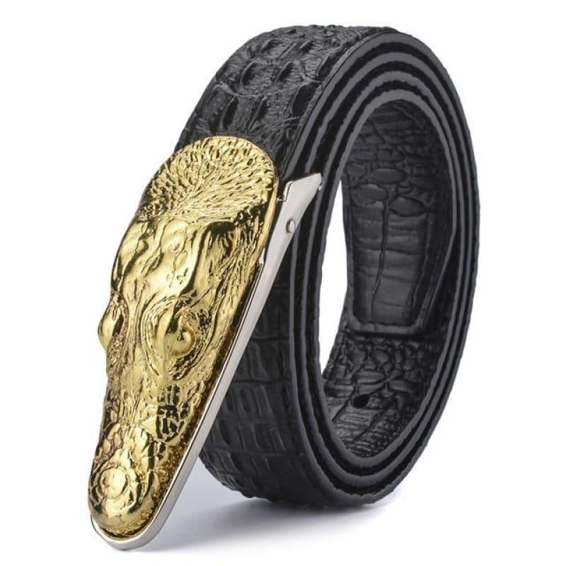 Luxury Leather Designer High Quality Crocodile Men Belt - Gold / 105cm - belts