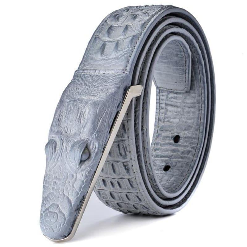 Luxury Leather Designer High Quality Crocodile Men Belt - Gray / 105cm - belts