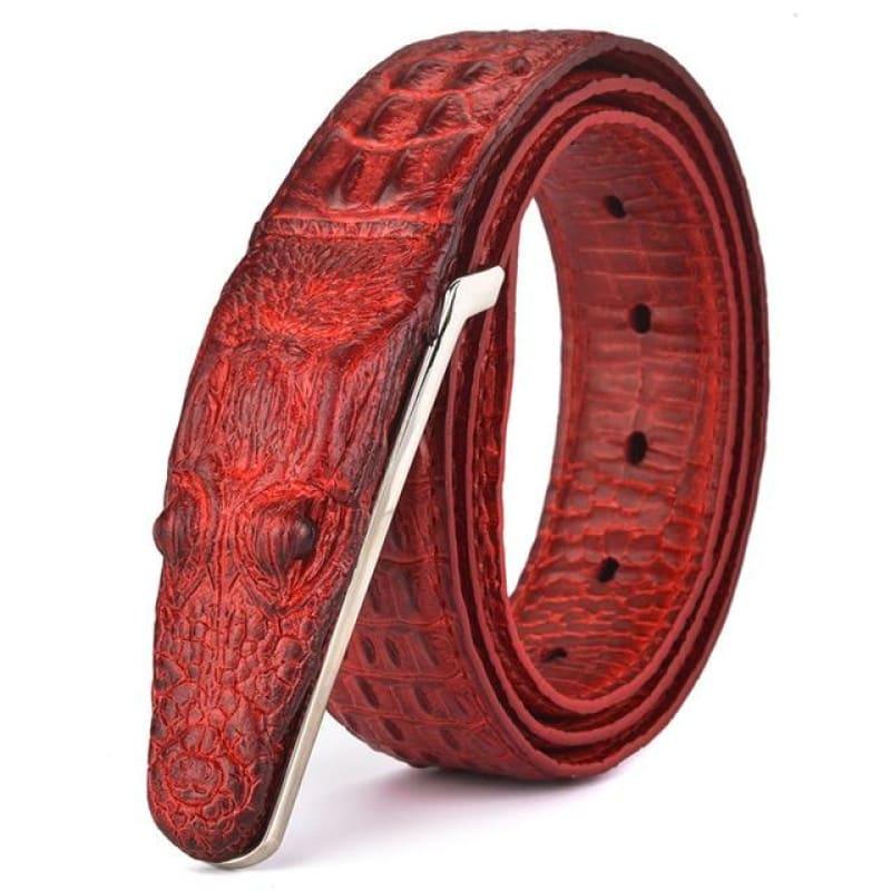 Luxury Leather Designer High Quality Crocodile Men Belt - Red / 105cm - belts