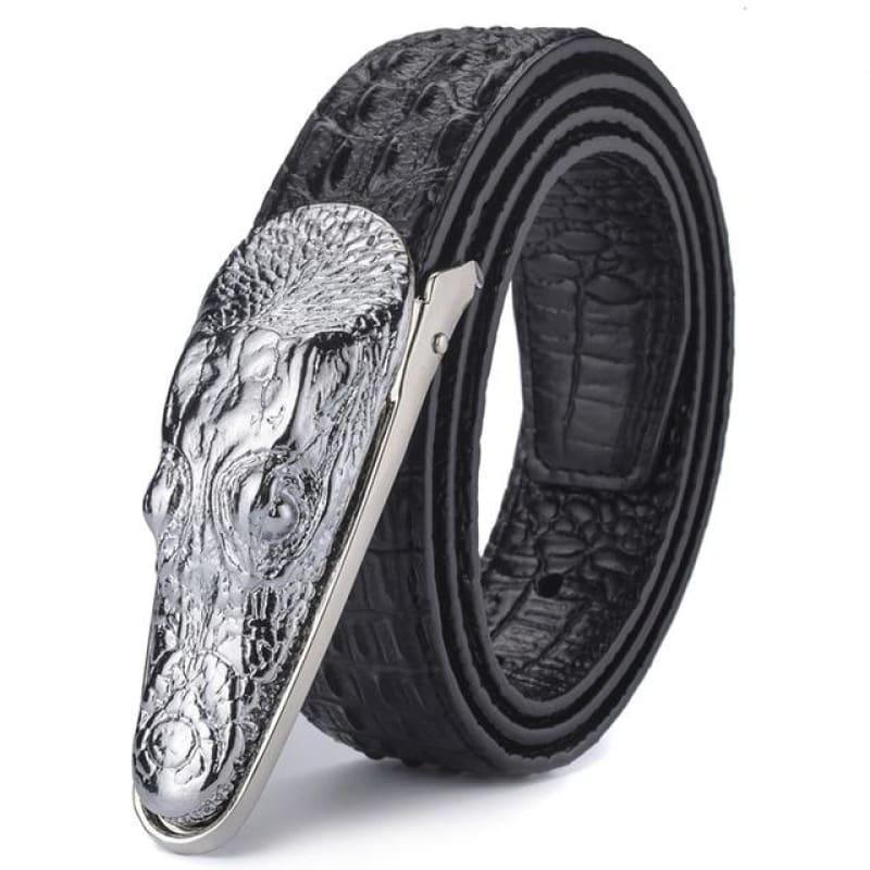 Luxury Leather Designer High Quality Crocodile Men Belt - Silver / 105cm - belts