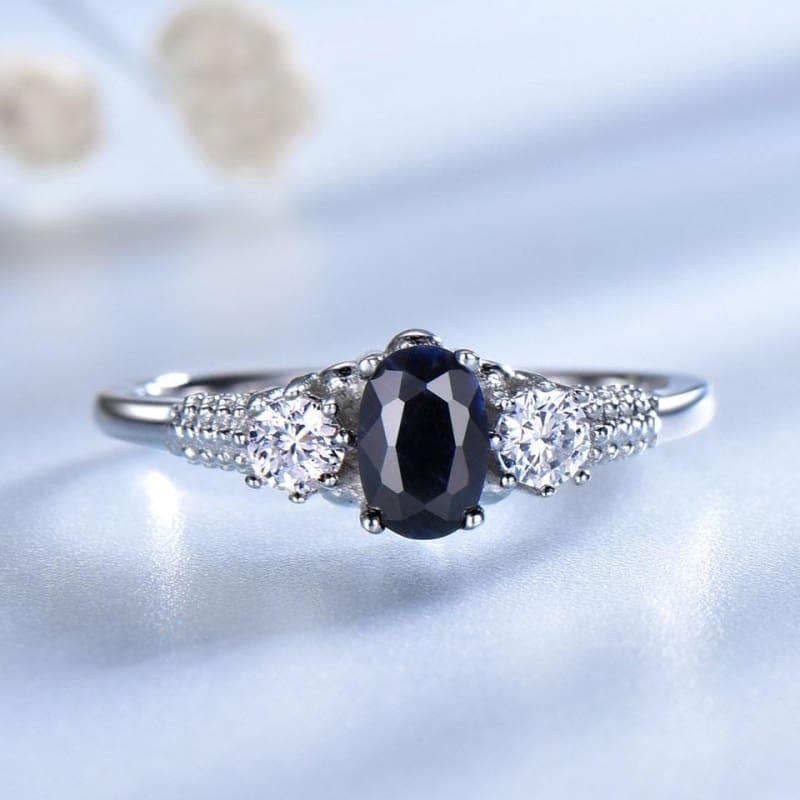 Luxury Natural Blue Sapphire Princess Cut Genuine 925 Sterling Silver Ring - TeresaCollections