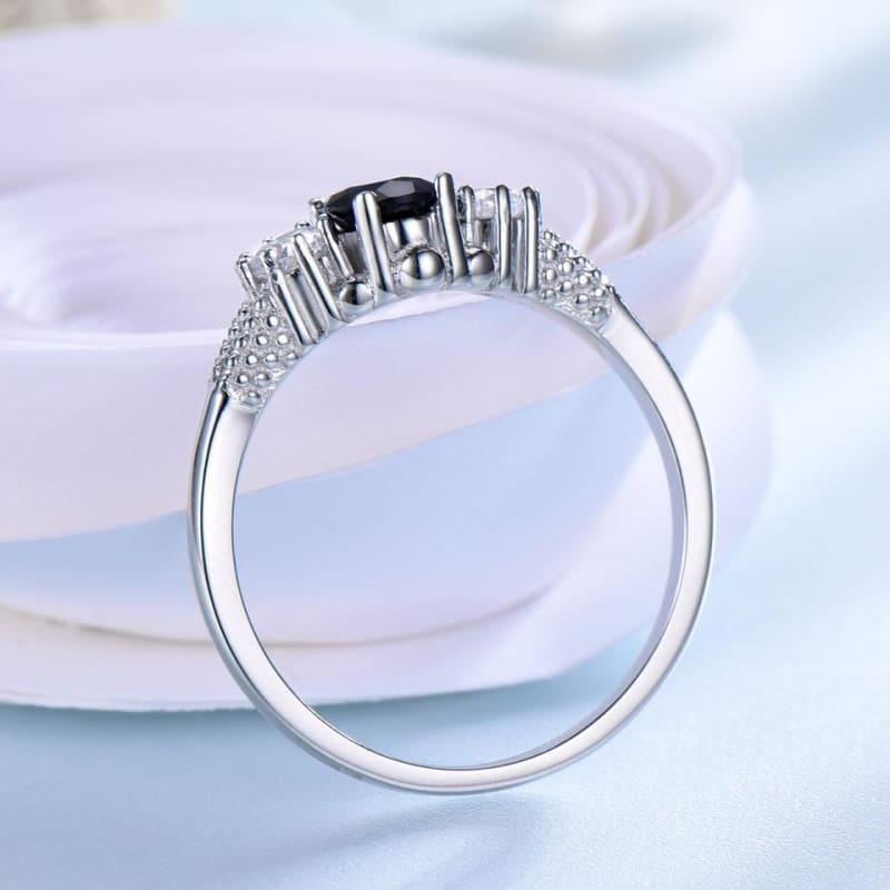 Luxury Natural Blue Sapphire Princess Cut Genuine 925 Sterling Silver Ring - TeresaCollections
