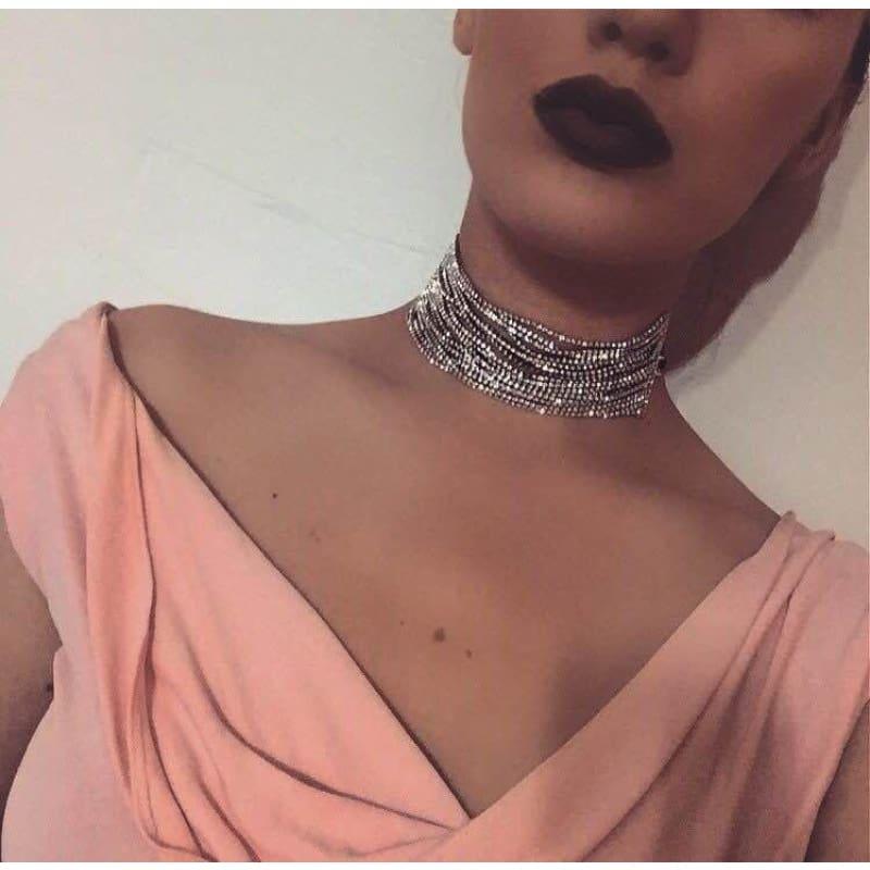 Luxury Rhinestone Choker Crystal Multilayer Wedding Choker - TeresaCollections