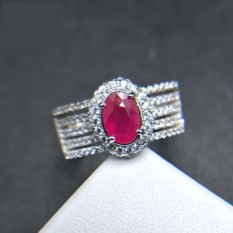 Luxury Trendy Ruby gemstone 925 Sterling Silver Ring - rings