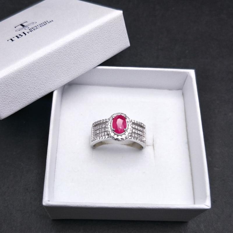 Luxury Trendy Ruby gemstone 925 Sterling Silver Ring - rings