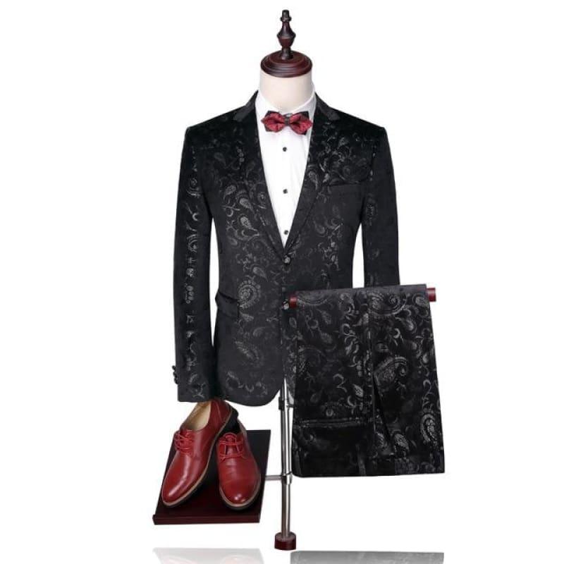 Luxury Tuxedo Wedding Suits Velvet Tuxedo Jacket Suits - Black / 4XL - Mens Suits