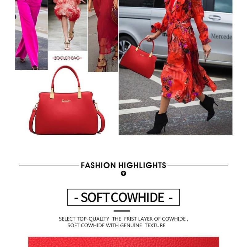 Luxury Women Genuine Leather Elegant Shoulder Handbag - TeresaCollections