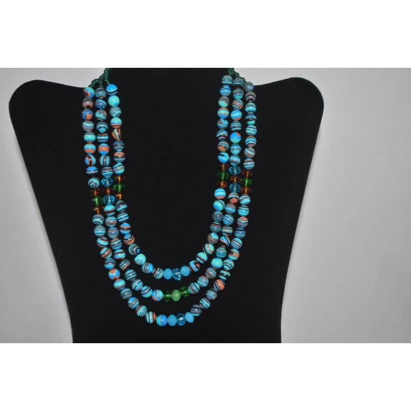 Malachite Gemstone Multi Strands Necklace - Handmade