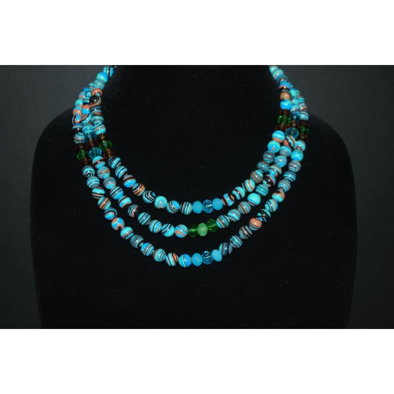 Malachite Gemstone Multi Strands Necklace - Handmade