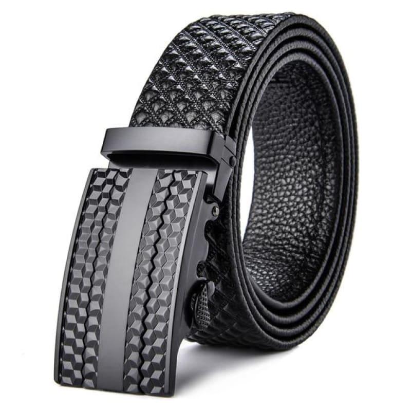 Men Cowskin Designer High Quality Alloy Buckle Automatic Belt - Black / 110cm - belt