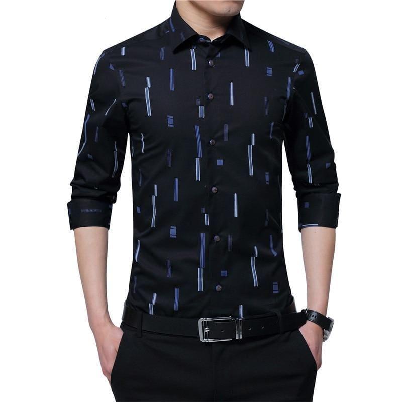 Mens Stripe Long Sleeve Shirt - Black / L - Mens T-shirt