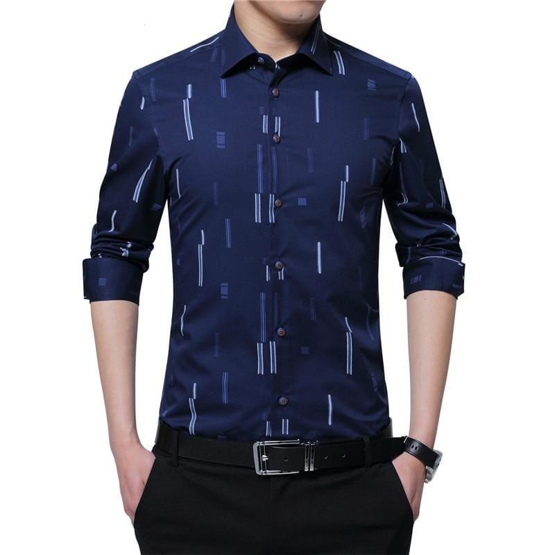 Mens Stripe Long Sleeve Shirt - Blue / L - Mens T-shirt