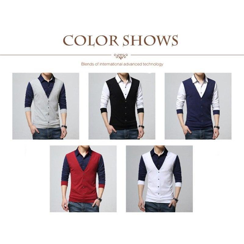 Mens T Shirts Fake Two Toned Designer Long Sleeve T Shirt - Mens T-shirt