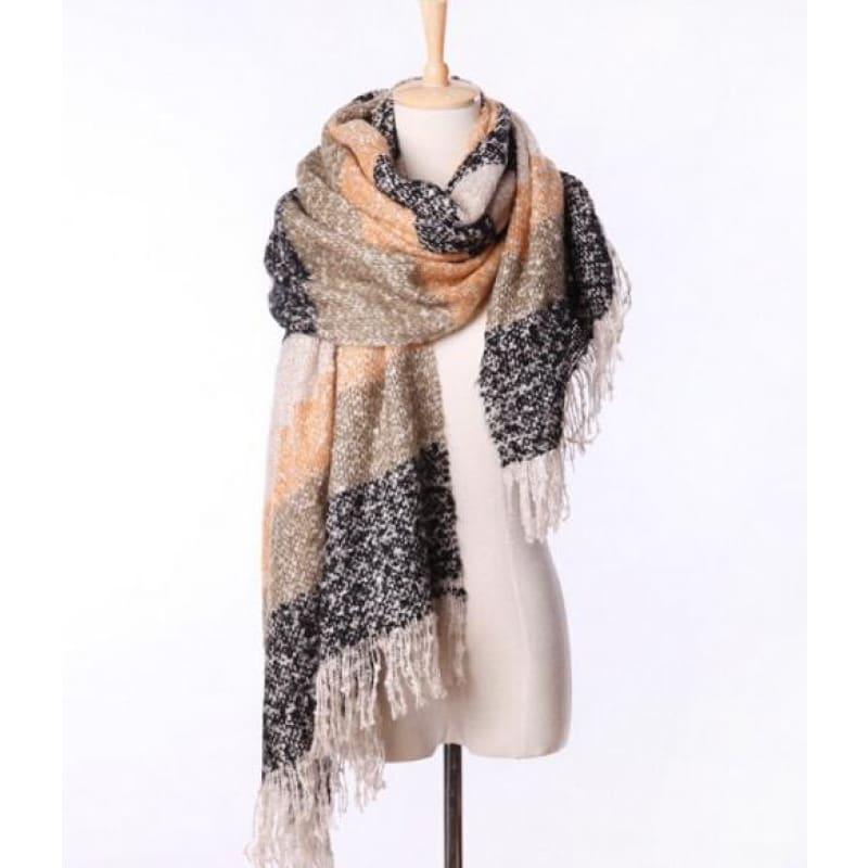 Mohair Warm Fashion Scarf - Black - Scarf