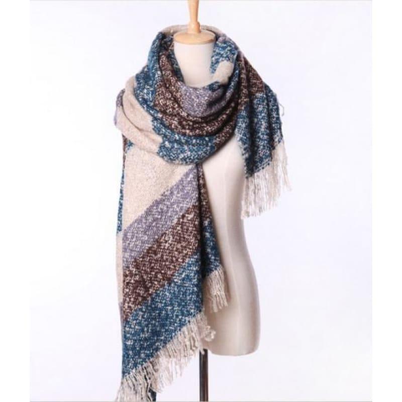 Mohair Warm Fashion Scarf - Blue - Scarf