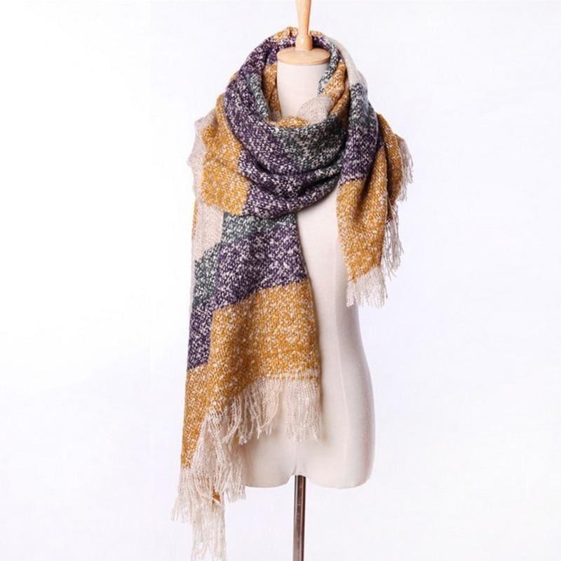 Mohair Warm Fashion Scarf - Yellow - Scarf