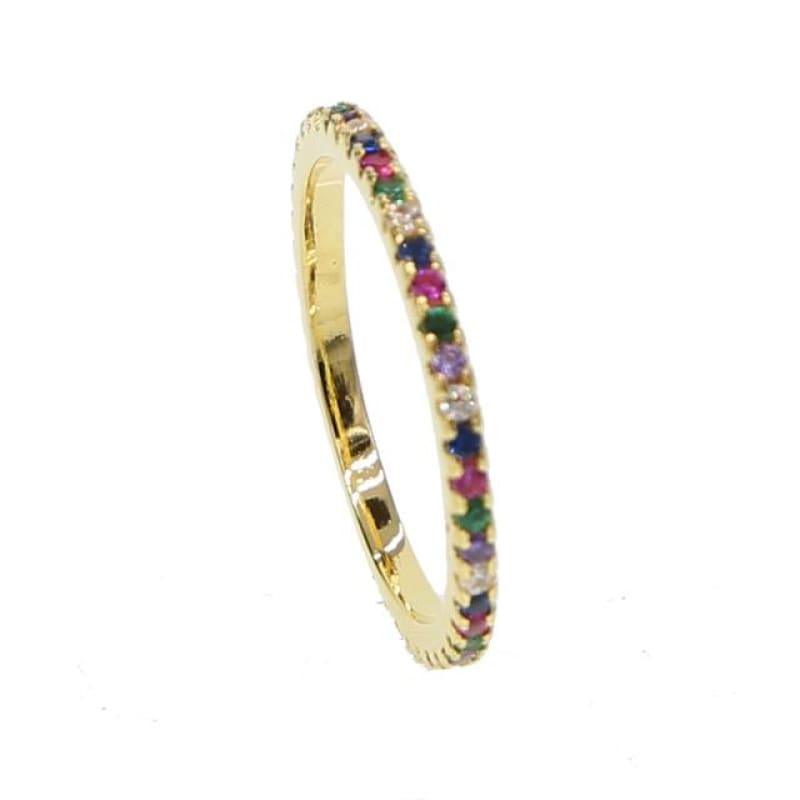 Multi Color Eternity CZ Stackable Ring - 7 / gold - Ring
