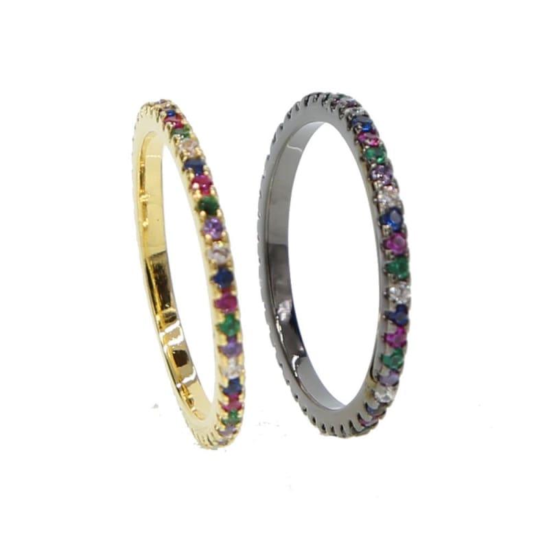 Multi Color Eternity CZ Stackable Ring - Ring