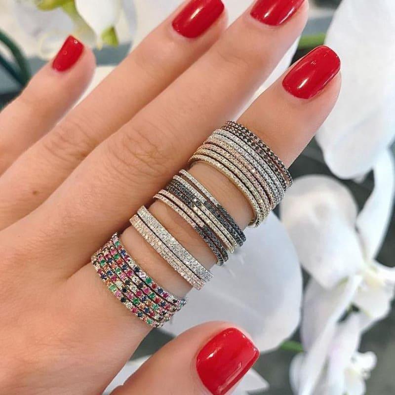 Multi Color Eternity Cz Stackable Ring - Ring