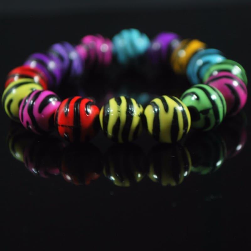 Multi Colored Zebra Prints Acrylic Bracelets - Handmade