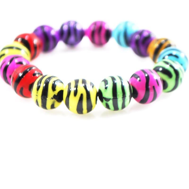 Multi Colored Zebra Prints Acrylic Bracelets - Handmade