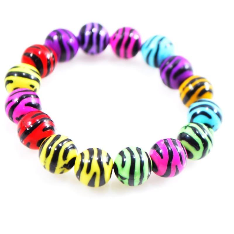 Multi Colored Zebra Prints Acrylic Bracelets - Handmade