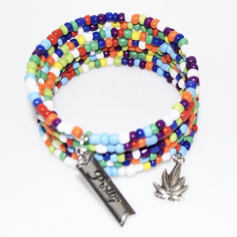 Multicolor Seed Bead Charm Steel Boho Wrap Around Bracelets - Handmade