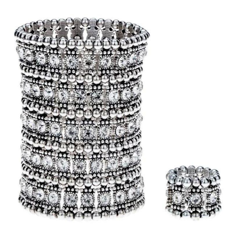 Multilayer Stretch Cuff Bracelets - silver / China - bracelets