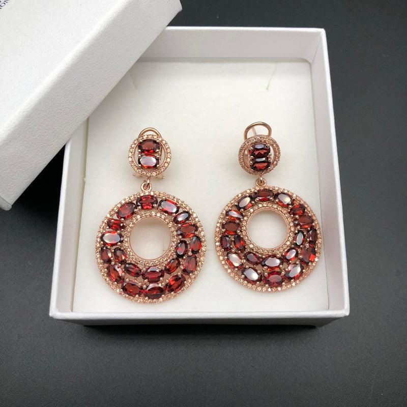 Natural Gemstone Garnet Earrings - TeresaCollections