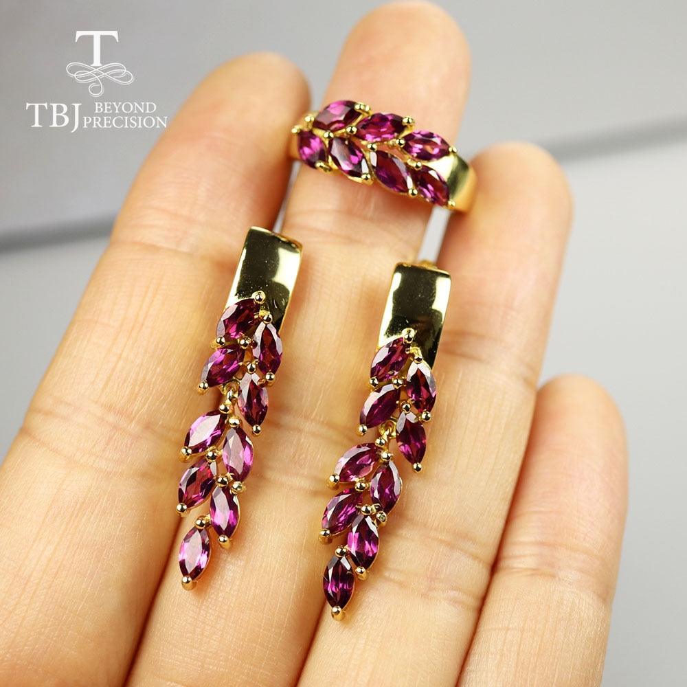 Natural Gemstone Rhodolite Jewelry Set - TeresaCollections