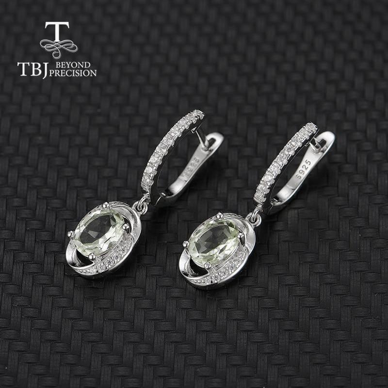 Natural Green Amethyst in 925 Sterling Silver Gemstone Clasp Earrings - earrings