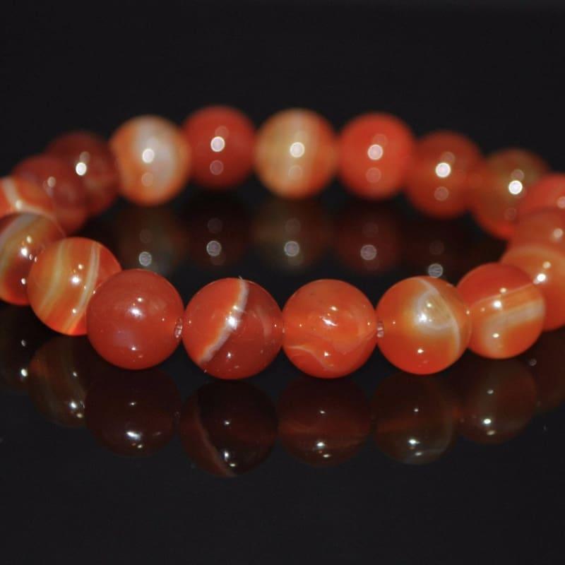 Natural Red Stripe Agate Onyx Unisex Bracelets - Handmade