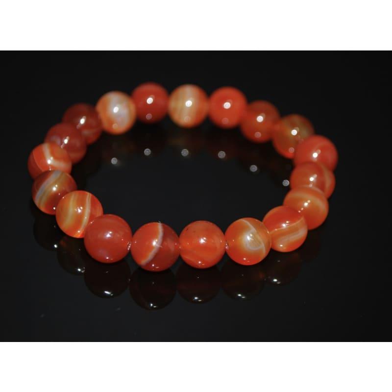 Natural Red Stripe Agate Onyx Unisex Bracelets - Handmade