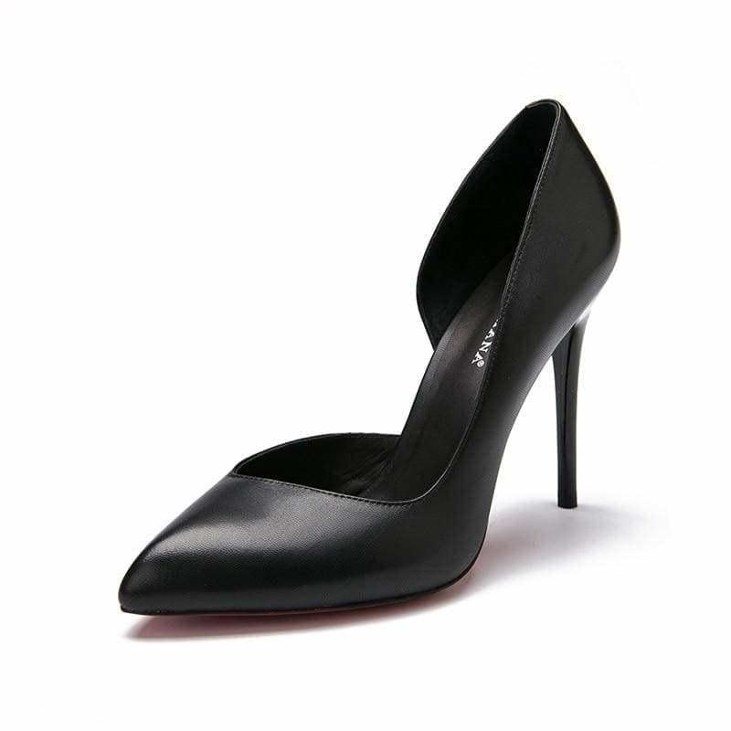 Natural Suede Basic Pumps - BLACK LEATHER / 5 - Pumps