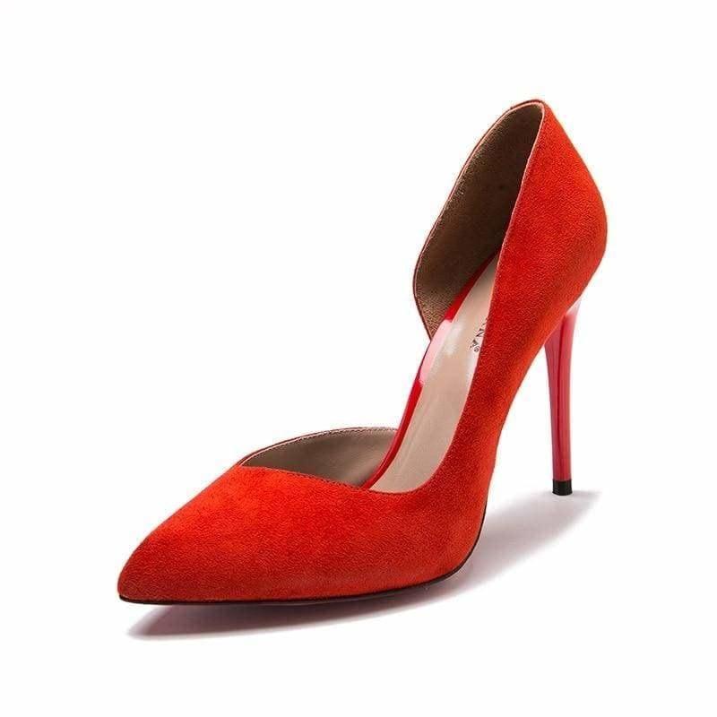 Natural Suede Basic Pumps - RED / 5 - Pumps