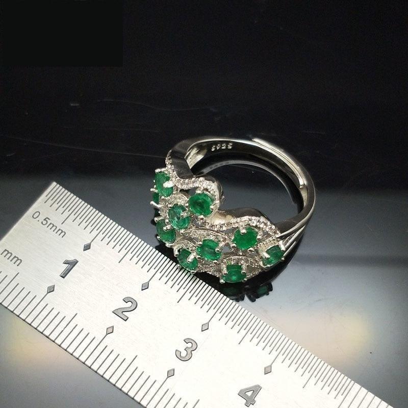 Natural Zambia Green Emerald Gemstone Ring - ring