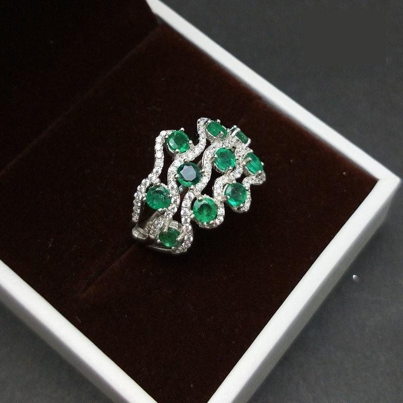 Natural Zambia Green Emerald Gemstone Ring - ring