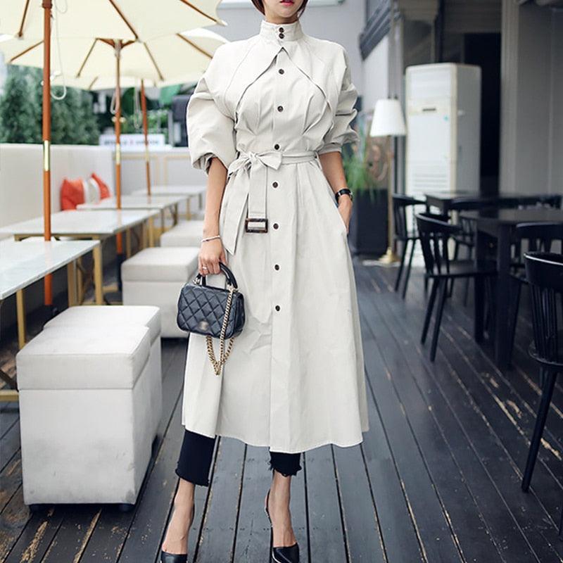 Loose A-line Spring Summer Collar Trench Coats - TeresaCollections
