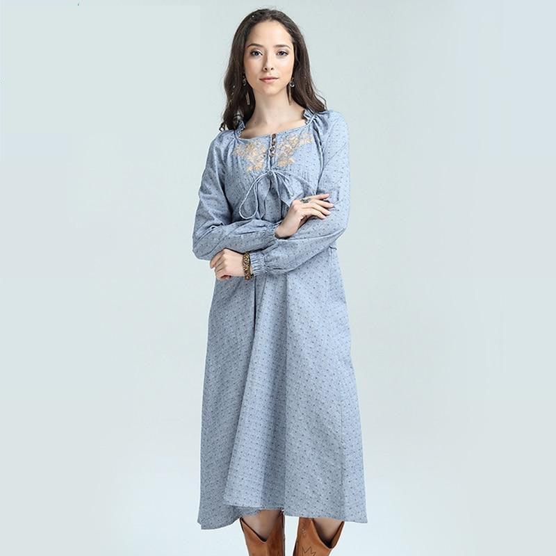 New Cotton Linen Country Dress - TeresaCollections