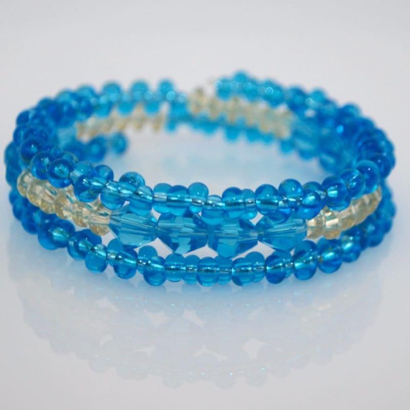 Ocean Blue Crystal And Czech Beads Bracelets - Handmade