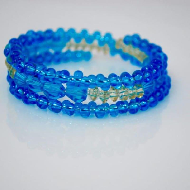 Ocean Blue Crystal And Czech Beads Bracelets - Handmade