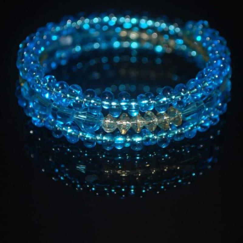 Ocean Blue Crystal and Czech Beads Bracelets - Handmade
