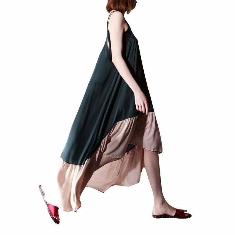 Off Shoulder Suspender Asymmetry Maxi Dress - maxi dress