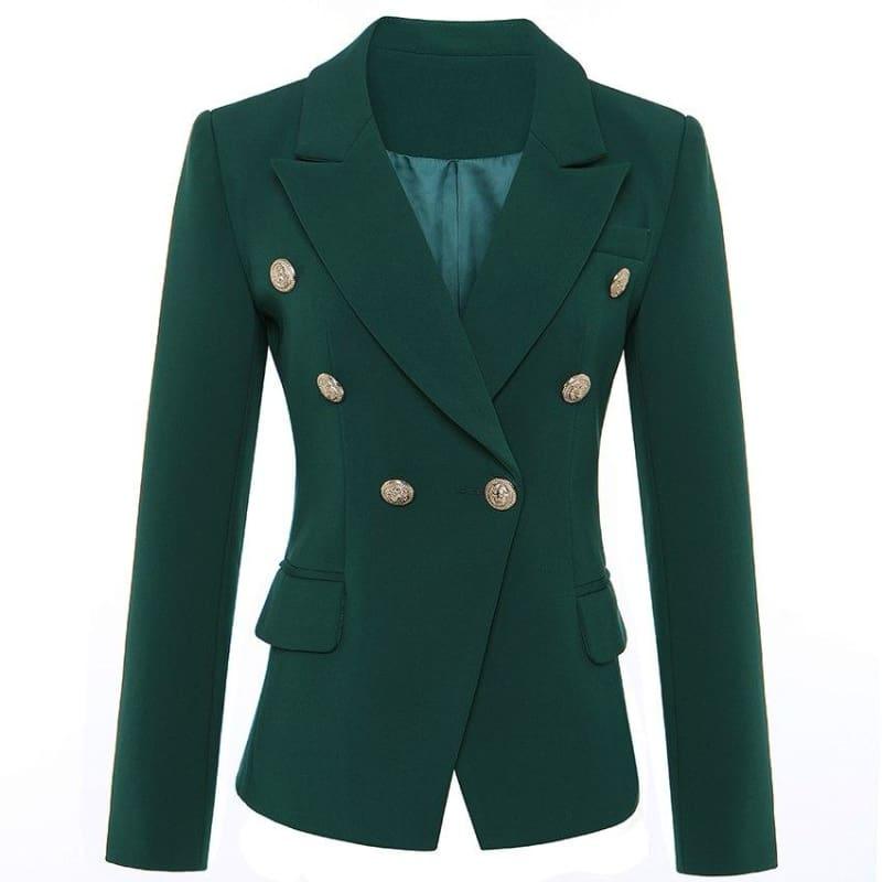 Olive Green Double Breasted Blazer Jacket - Jackets