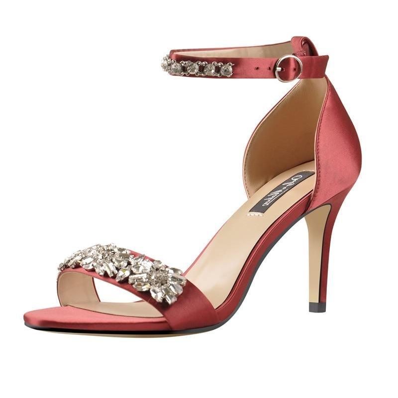 Rhinestone Embellished High Heel Sandals - TeresaCollections