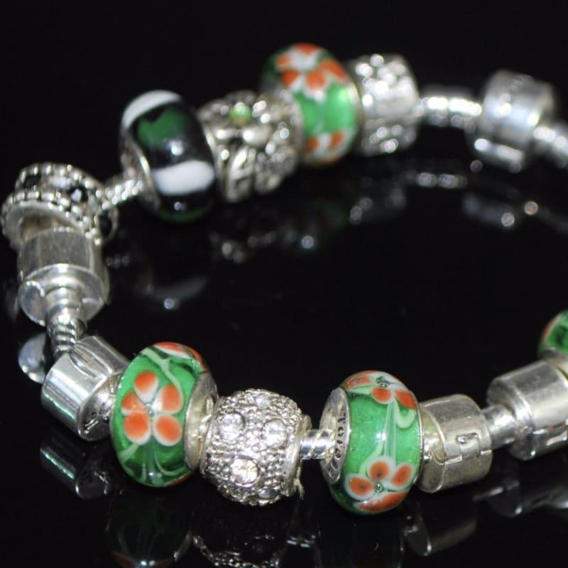 Orange Petals Murano Glass Bead Charm Bracelets - charms